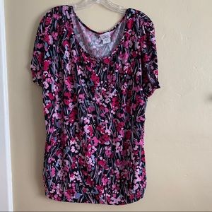 Oh Baby by Motherhood Floral Popover Short Sleeve Top, Large